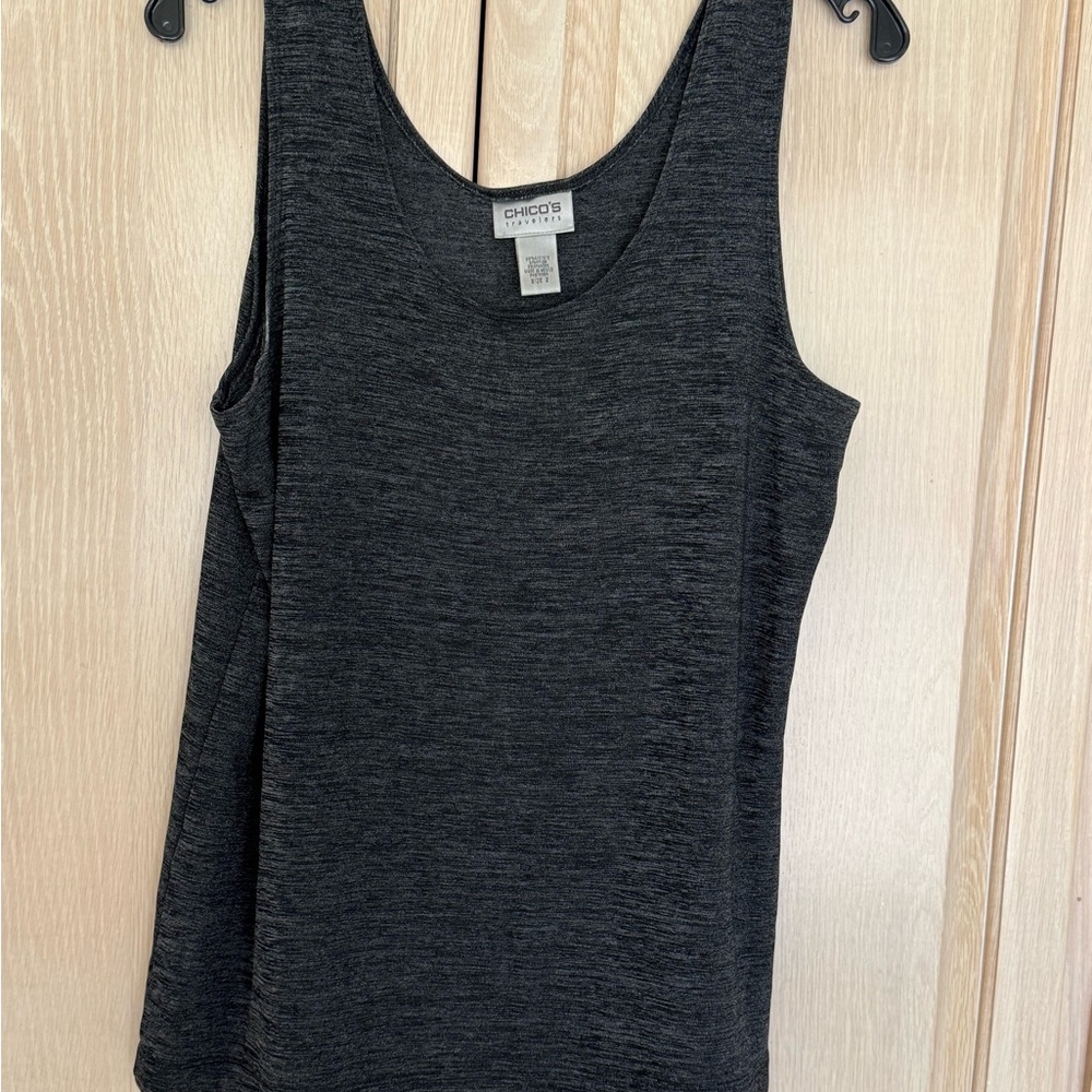 Chico's Heathered Charcoal Scoop Tank